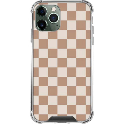 Neutral Checkered iPhone 12 Pro Clear Case