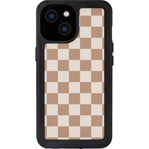 Neutral Checkered iPhone 13 Mini Waterproof Case