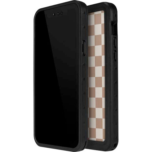 Neutral Checkered iPhone 13 Mini Waterproof Case