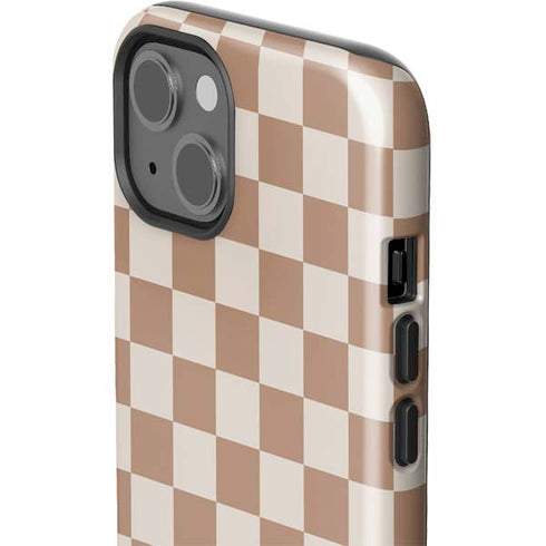 Neutral Checkered iPhone 15 Plus Impact Case