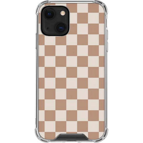 Neutral Checkered iPhone 14 Plus Clear Case