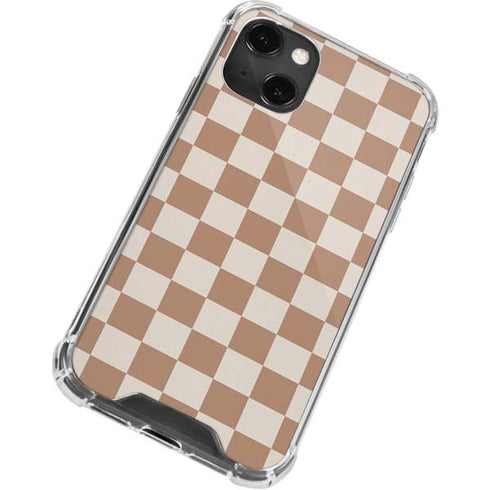 Neutral Checkered iPhone 14 Plus Clear Case