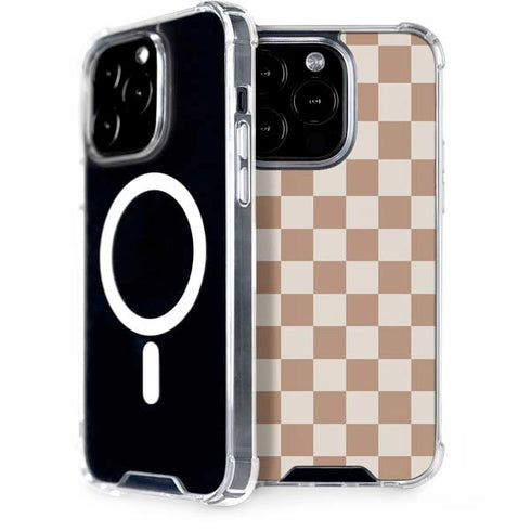 Neutral Checkered iPhone 15 Pro MagSafe Case