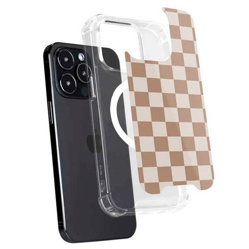 Neutral Checkered iPhone 15 Pro MagSafe Case