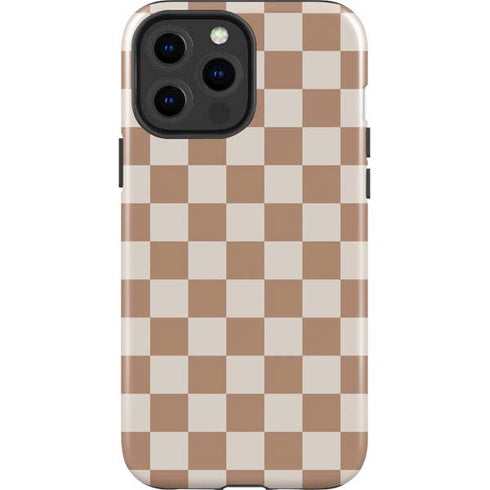Neutral Checkered iPhone 15 Pro Max Impact Case