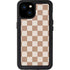 Neutral Checkered iPhone 15 Plus Waterproof Case