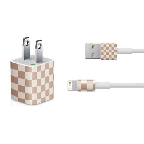 Neutral Checkered iPhone Charger (5W USB) Skin