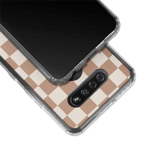 Neutral Checkered LG K51/Q51 Clear Case