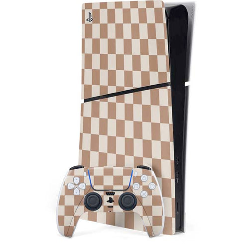 Neutral Checkered PS5 Slim Digital Edition Bundle Skin