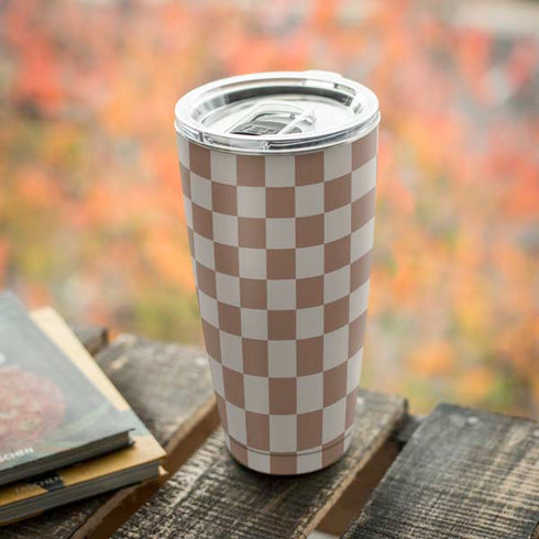 Neutral Checkered Yeti 20oz Tumbler Skin