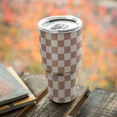 Neutral Checkered Yeti 30oz Rambler Tumbler Skin