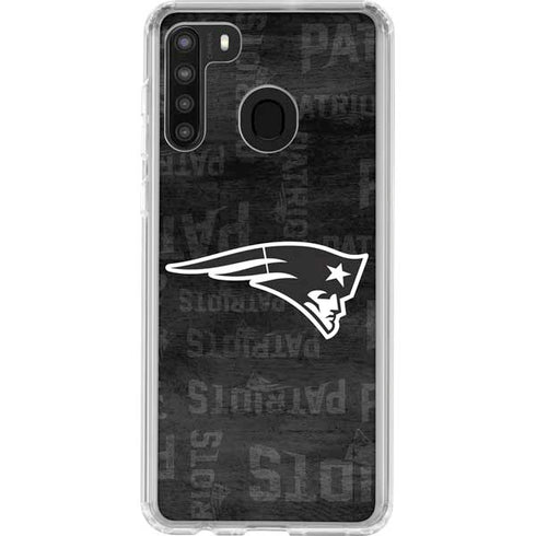 NFL New England Patriots Black & White Galaxy A21 Clear Case