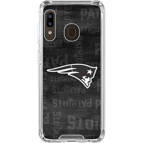 NFL New England Patriots Black & White Galaxy A30 Clear Case