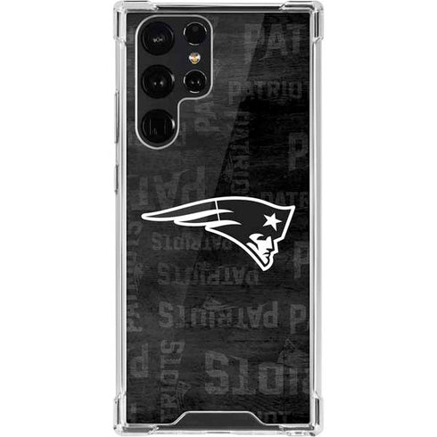 NFL New England Patriots Black & White Galaxy S22 Ultra Clear Case