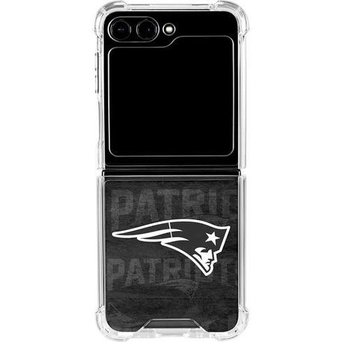 NFL New England Patriots Black & White Galaxy Z Flip5 5G Clear Case