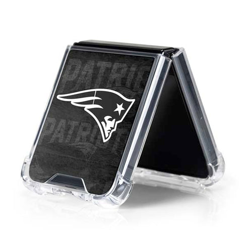 NFL New England Patriots Black & White Galaxy Z Flip5 5G Clear Case