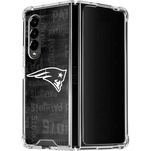 NFL New England Patriots Black & White Galaxy Z Fold4 5G Clear Case
