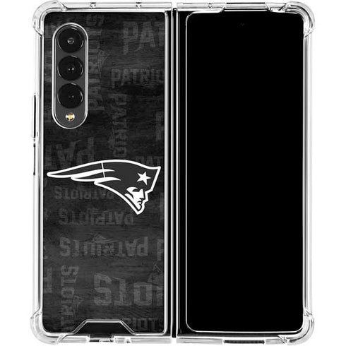 NFL New England Patriots Black & White Galaxy Z Fold4 5G Clear Case