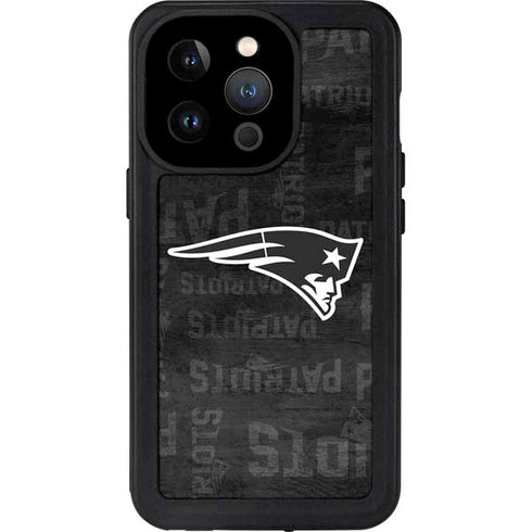 NFL New England Patriots Black & White iPhone 14 Pro Waterproof Case