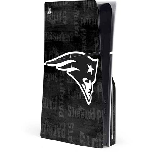 NFL New England Patriots Black & White PS5 Slim Disk Console Skin