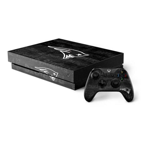 NFL New England Patriots Black & White Xbox One X Bundle Skin