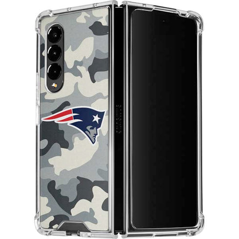 NFL New England Patriots Camo Galaxy Z Fold4 5G Clear Case