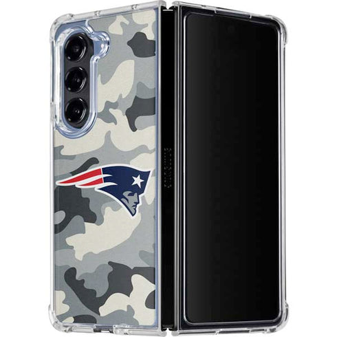 NFL New England Patriots Camo Galaxy Z Fold5 5G Clear Case
