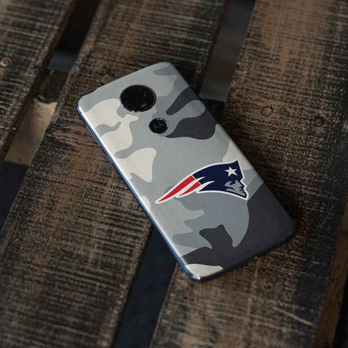NFL New England Patriots Camo Moto E5 Plus Skin