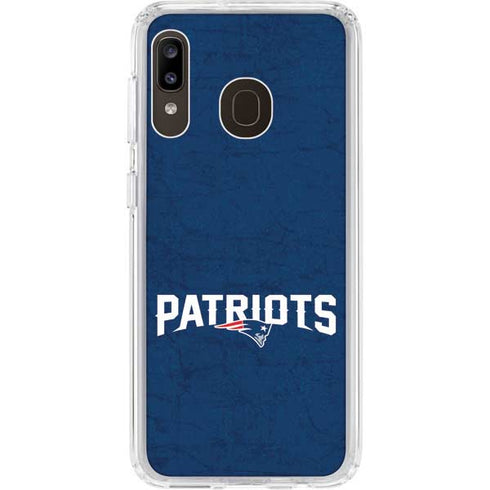 NFL New England Patriots Distressed Galaxy A20 Clear Case