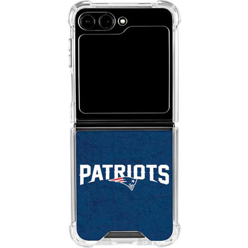 NFL New England Patriots Distressed Galaxy Z Flip5 5G Clear Case
