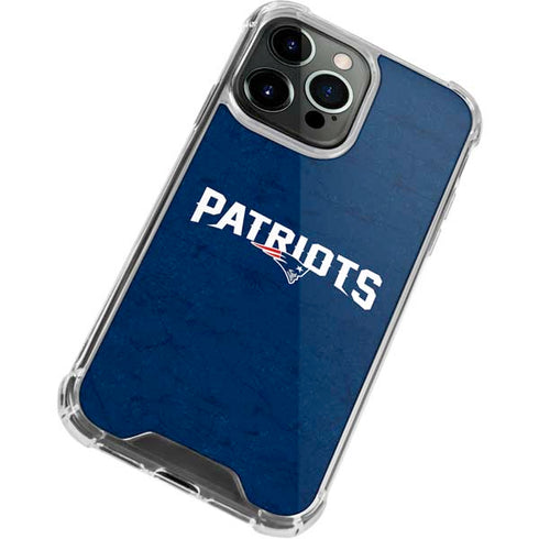 NFL New England Patriots Distressed iPhone 13 Pro Max Clear Case