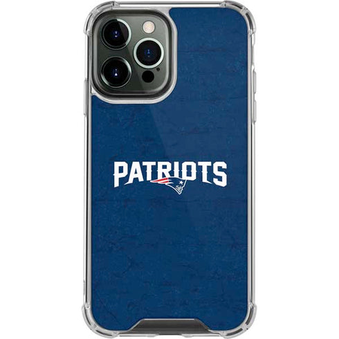NFL New England Patriots Distressed iPhone 14 Pro Max Clear Case