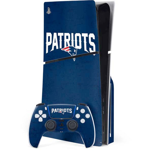 NFL New England Patriots Distressed PS5 Slim Disk Bundle Skin