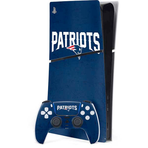 NFL New England Patriots Distressed PS5 Slim Digital Edition Bundle Skin
