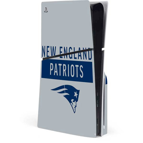 NFL New England Patriots Grey Performance Series PS5 Slim Disk Console Skin