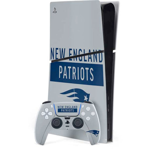 NFL New England Patriots Grey Performance Series PS5 Slim Digital Edition Bundle Skin