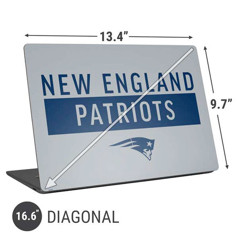 NFL New England Patriots Grey Performance Series Universal Laptop 16.6in (13.4 x 9.7in) Skin