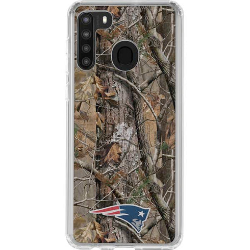 NFL New England Patriots Realtree AP Camo Galaxy A21 Clear Case