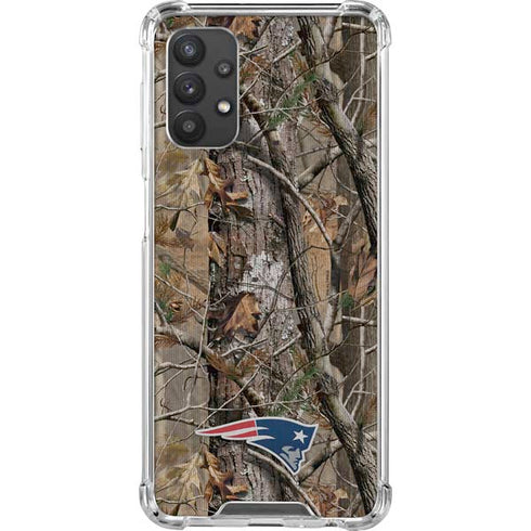 NFL New England Patriots Realtree AP Camo Galaxy A32 5G Clear Case