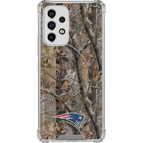 NFL New England Patriots Realtree AP Camo Galaxy A53 5G Clear Case