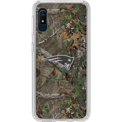 NFL New England Patriots Realtree Xtra Green Camo Galaxy A10e Clear Case