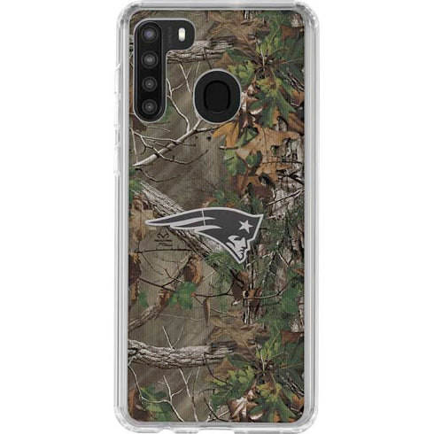 NFL New England Patriots Realtree Xtra Green Camo Galaxy A21 Clear Case