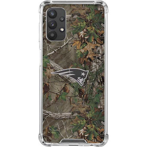 NFL New England Patriots Realtree Xtra Green Camo Galaxy A32 5G Clear Case