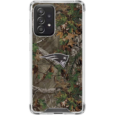 NFL New England Patriots Realtree Xtra Green Camo Galaxy A52 5G Clear Case