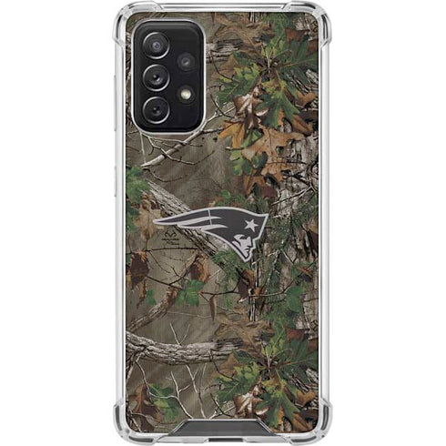 NFL New England Patriots Realtree Xtra Green Camo Galaxy A72 5G Clear Case