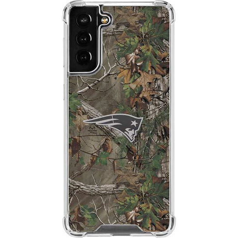 NFL New England Patriots Realtree Xtra Green Camo Galaxy S21 FE Clear Case