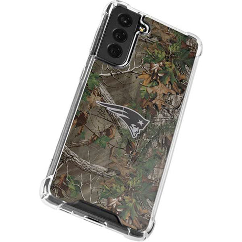 NFL New England Patriots Realtree Xtra Green Camo Galaxy S21 FE Clear Case