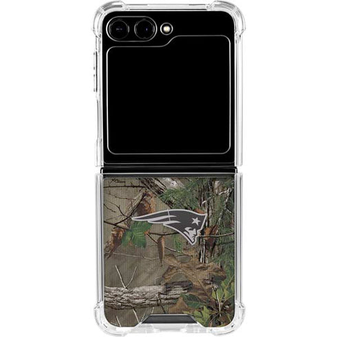 NFL New England Patriots Realtree Xtra Green Camo Galaxy Z Flip5 5G Clear Case