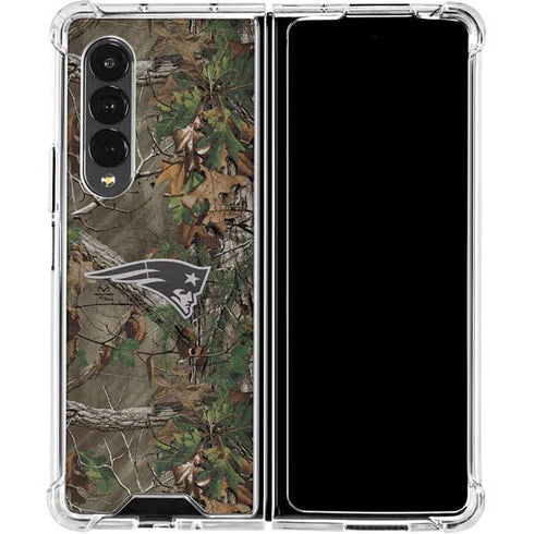 NFL New England Patriots Realtree Xtra Green Camo Galaxy Z Fold4 5G Clear Case
