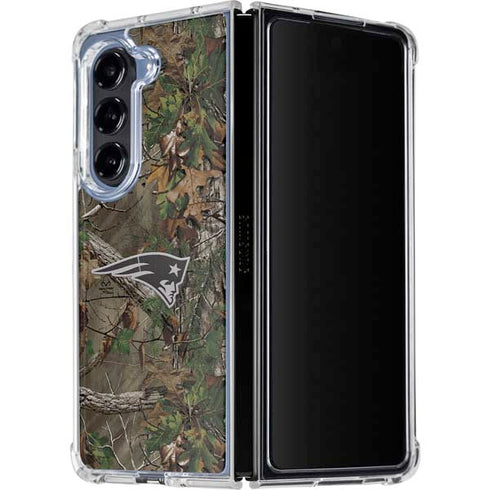 NFL New England Patriots Realtree Xtra Green Camo Galaxy Z Fold5 5G Clear Case